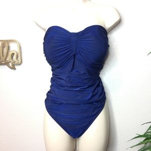 La Blanca Blue Strapless Swimsuit Size 16